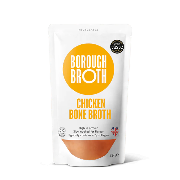 Borough Broth Free-Range Organic Chicken Bone Broth 324g made with British organic chicken available at The Velvet Corner