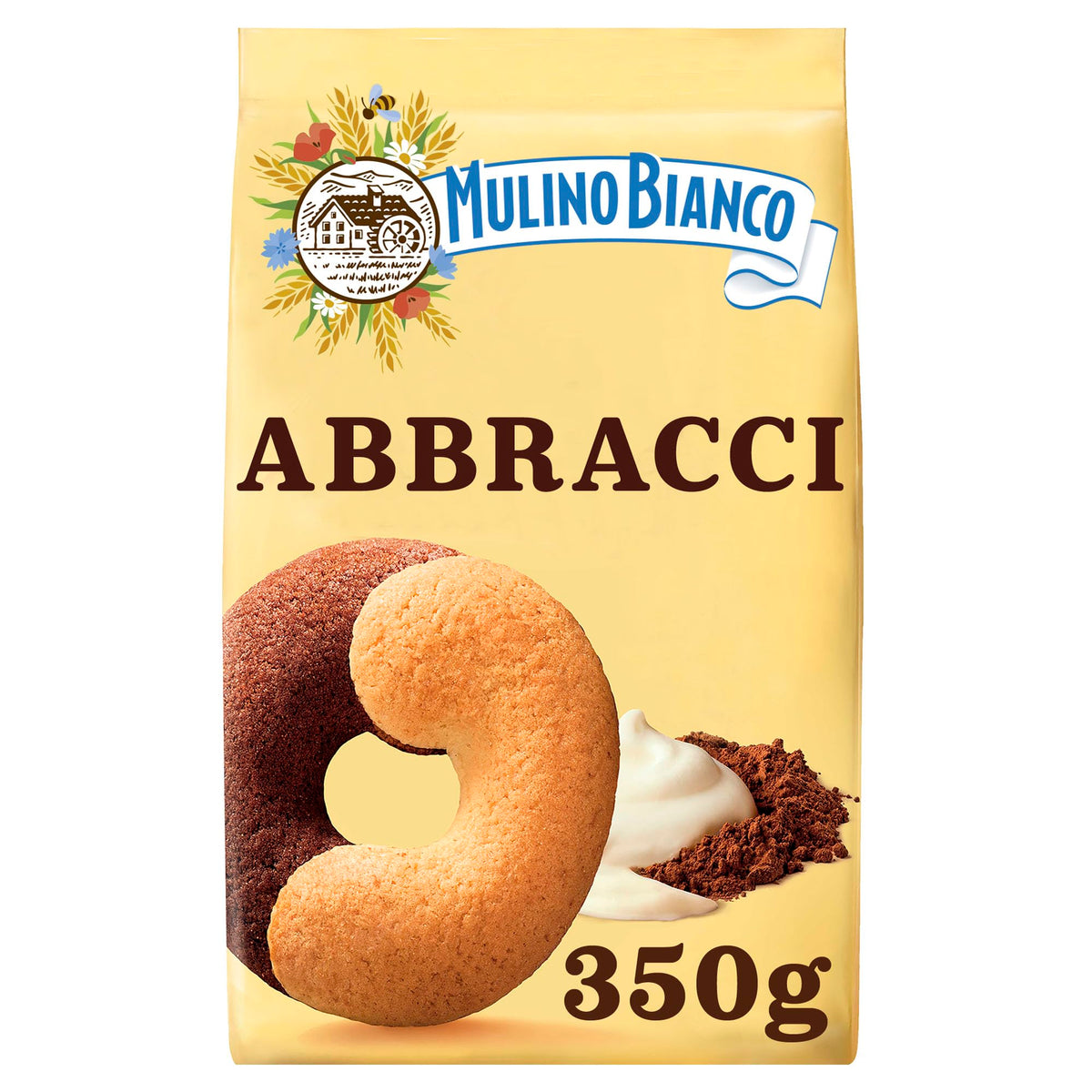 Mulino Bianco Abbracci cocoa and cream biscuits 350g bag