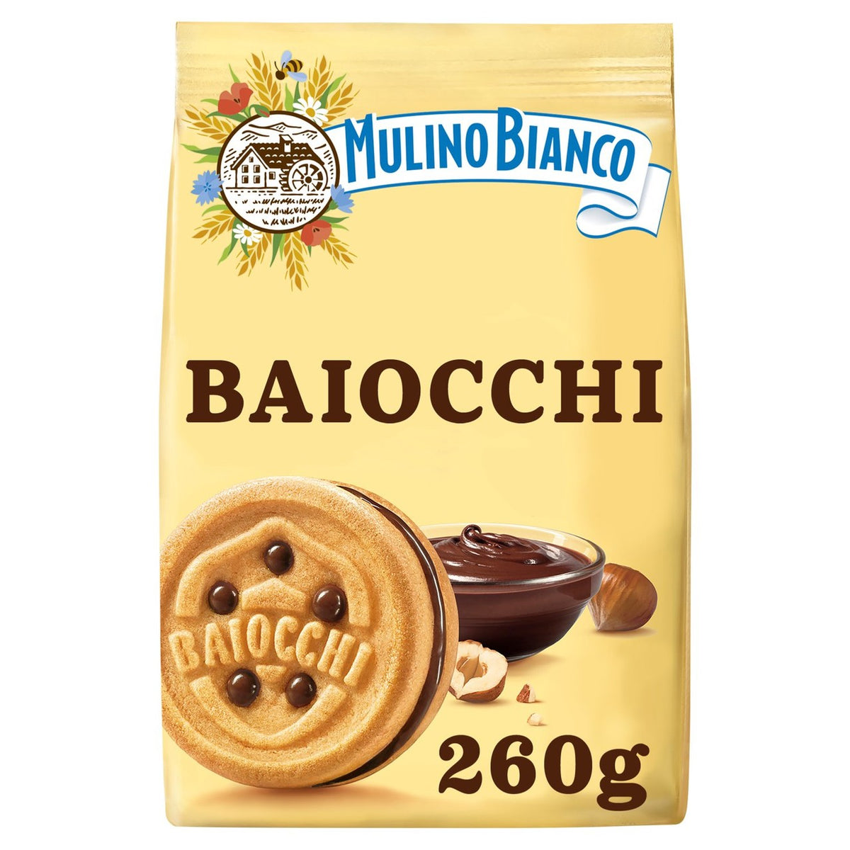 Mulino Bianco Baiocchi hazelnut and cocoa biscuits 260g bag