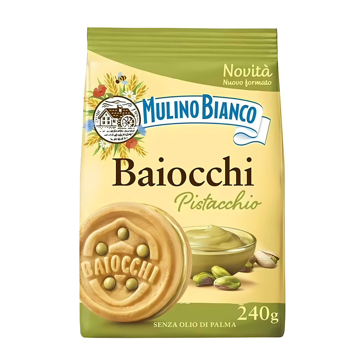 Mulino Bianco Baiocchi pistachio cream biscuits 240g bag
