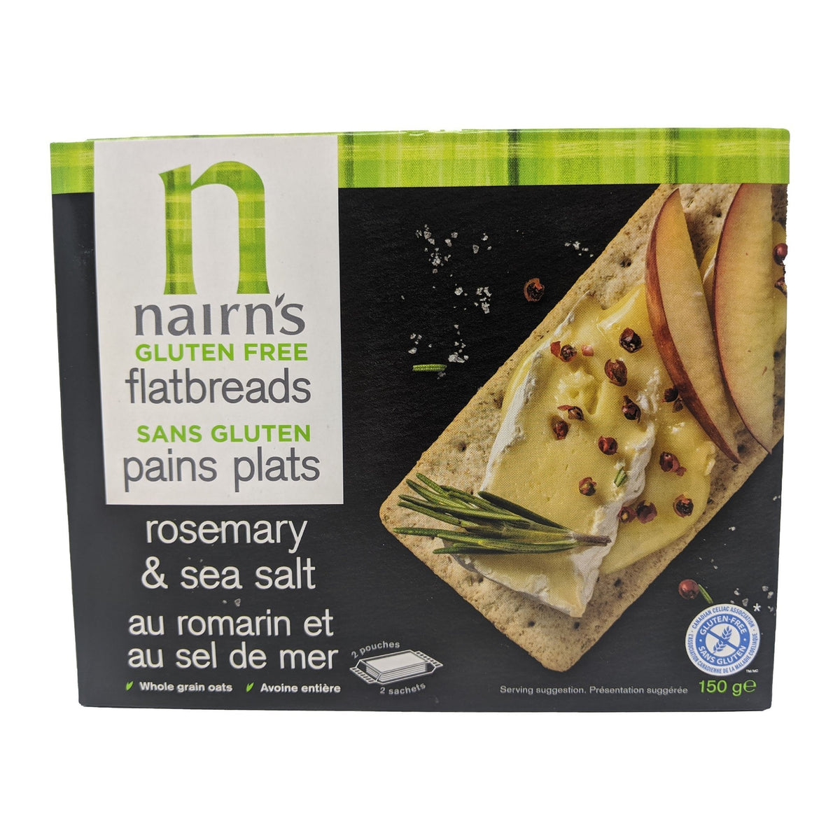 Nairn's Gluten Free Rosemary and Sea Salt Flatbreads 150g box