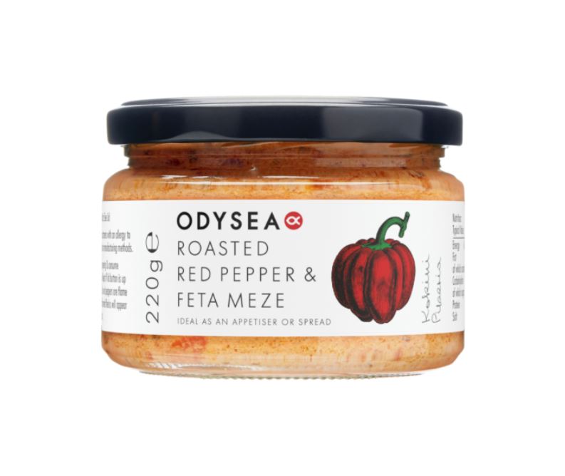 Odysea Roasted Red Pepper & Feta Meze 220g Mediterranean deli product available at The Velvet Corner