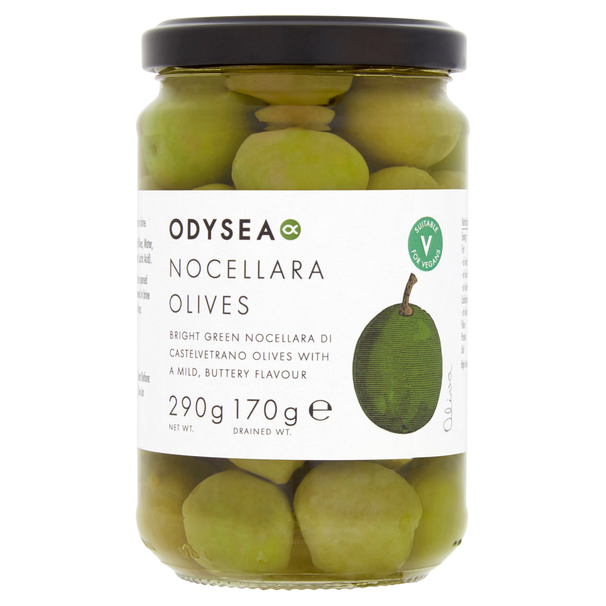 Odysea Whole Nocellara di Castelvetrano Olives 290g Mediterranean deli product available at The Velvet Corner