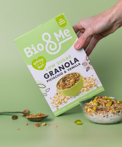 Pistachio & Vanilla Granola 360g low sugar high fibre breakfast granola available at The Velvet Corner