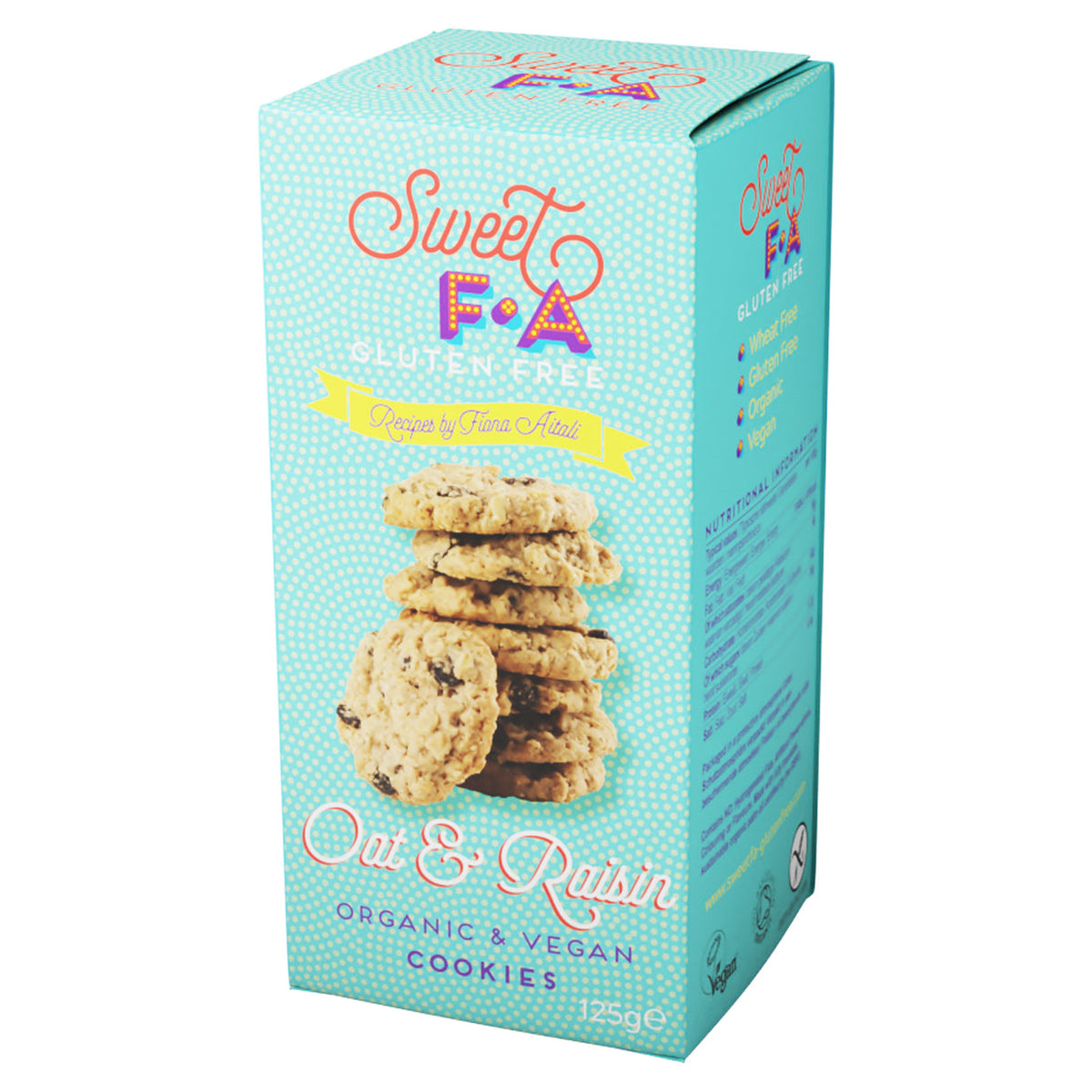 Sweet FA vegan gluten-free Oat and Raisin Cookies 125g box