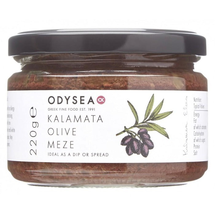 Odysea Kalamata Olive Meze 220g Mediterranean deli product available at The Velvet Corner