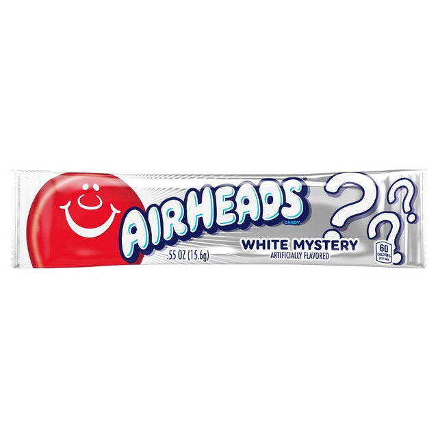 Airheads White Mystery Candy Bar 15.6g in silver and white wrapper