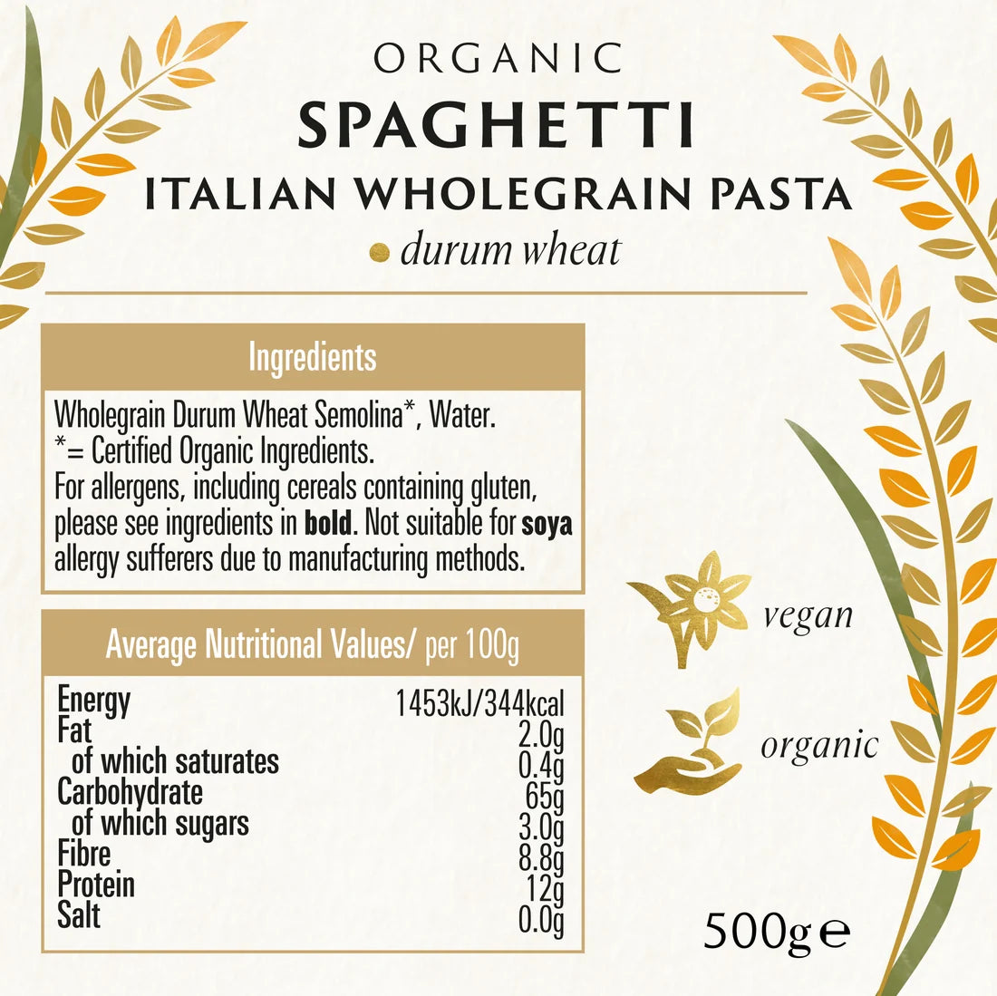 Biona Organic Wholewheat Spaghetti 500g
