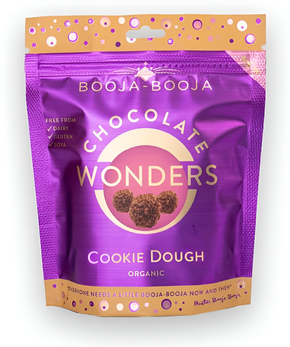 Front pack of Booja-Booja Cookie Dough Chocolate Wonders 65g