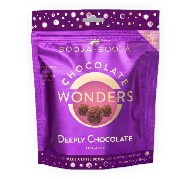 Front pack of Booja-Booja Deeply Chocolate Wonders 65g