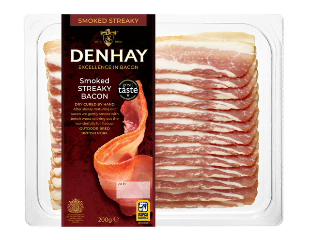 Denhay British dry-cured smoked streaky bacon 200g pack