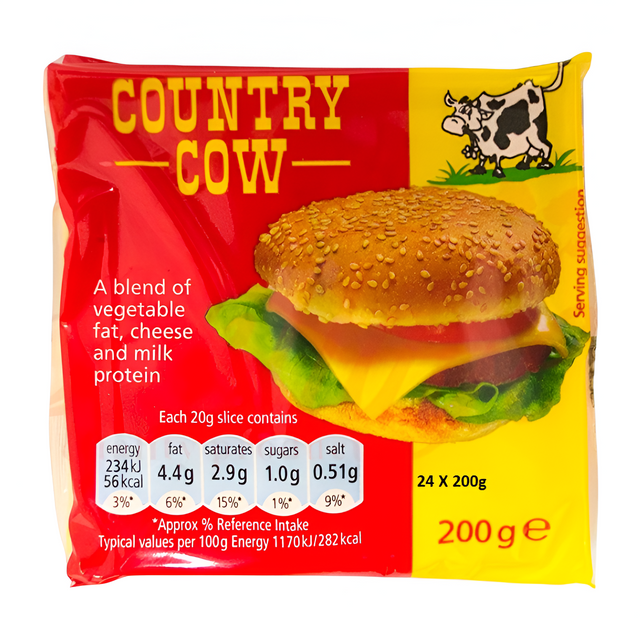 Hochland Country Cow Cheddar Slices 200g vegetarian sliced cheese