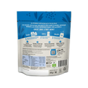 The back of a 300g pouch of Kalarup grain-free snack mix, featuring a blue and white design with step-by-step preparation instructions, nutritional information, and a QR code.