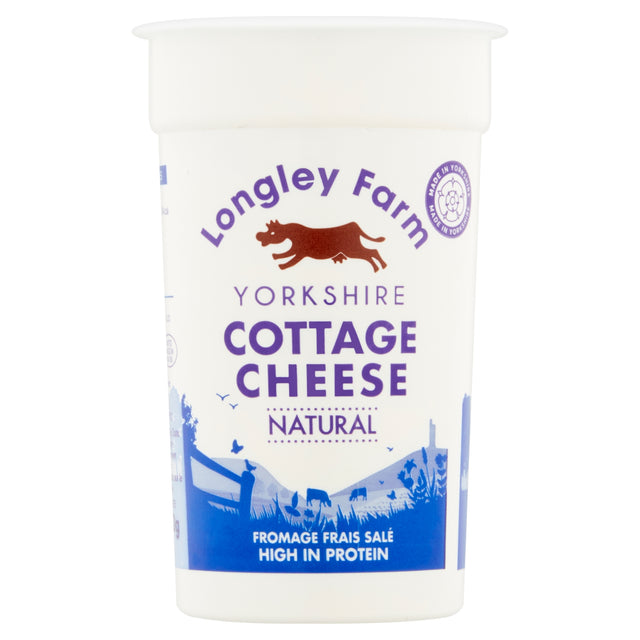 Longley Farm Natural Cottage Cheese 250g vegetarian gluten free high protein cheese