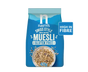 A blue bag of nairn's Swiss Style Muesli, gluten free, 125g, featuring a bowl of muesli on the front and a blue 'HIGH IN FIBRE' badge on the right.