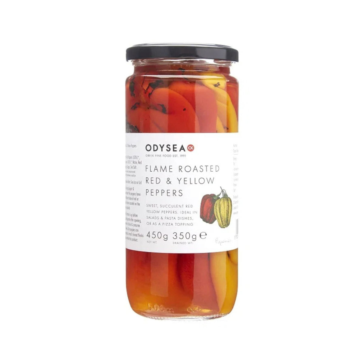 Odysea Flame Roasted Red & Yellow Peppers 450g Mediterranean pantry product available at The Velvet Corner