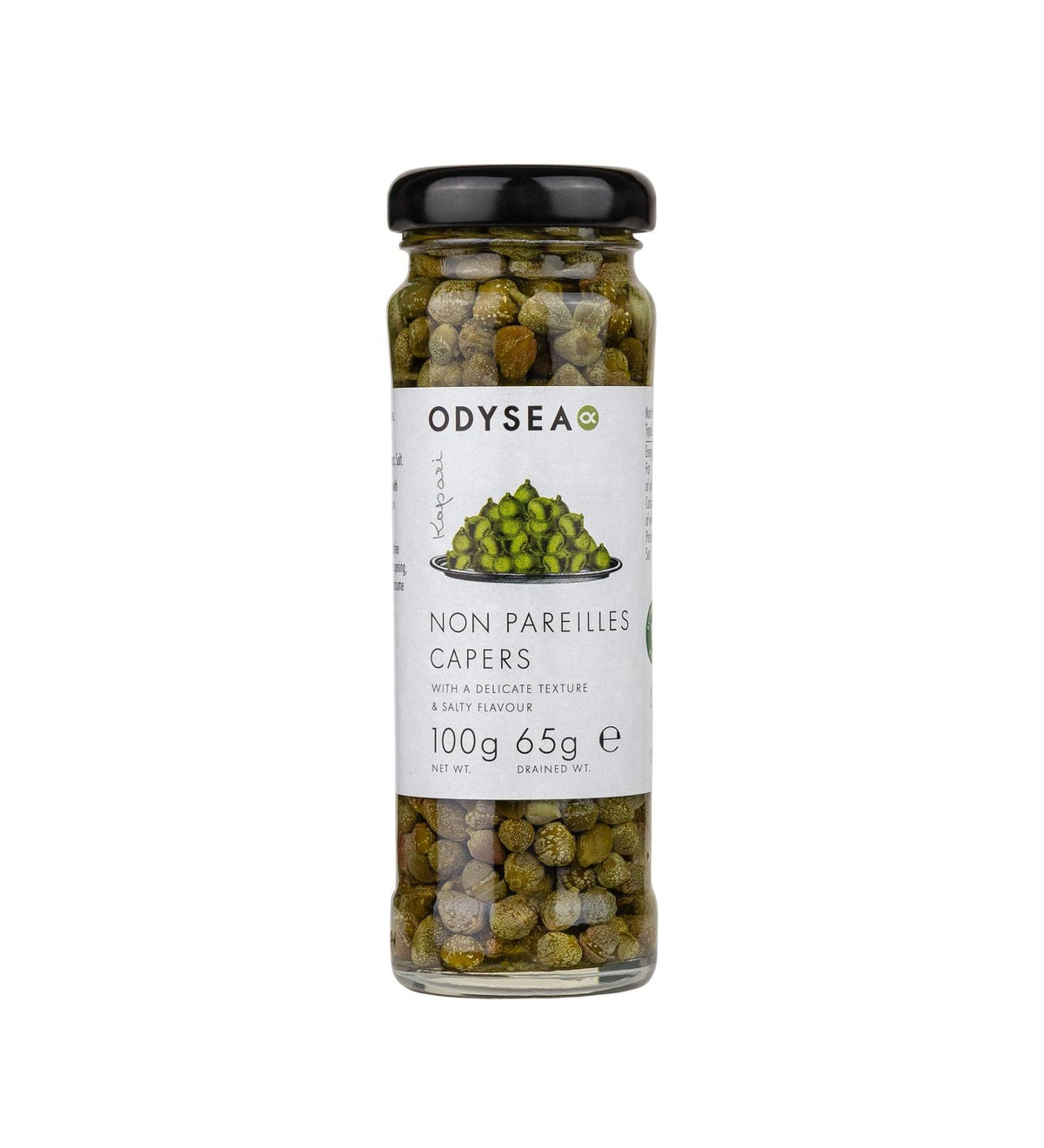 Odysea Non Pareilles Capers 100g Mediterranean pantry product available at The Velvet Corner