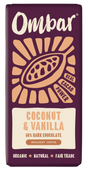 Front pack of Ombar Coconut & Vanilla Organic Vegan Chocolate Bar 70g