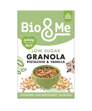 Pistachio & Vanilla Granola 360g low sugar high fibre breakfast granola available at The Velvet Corner