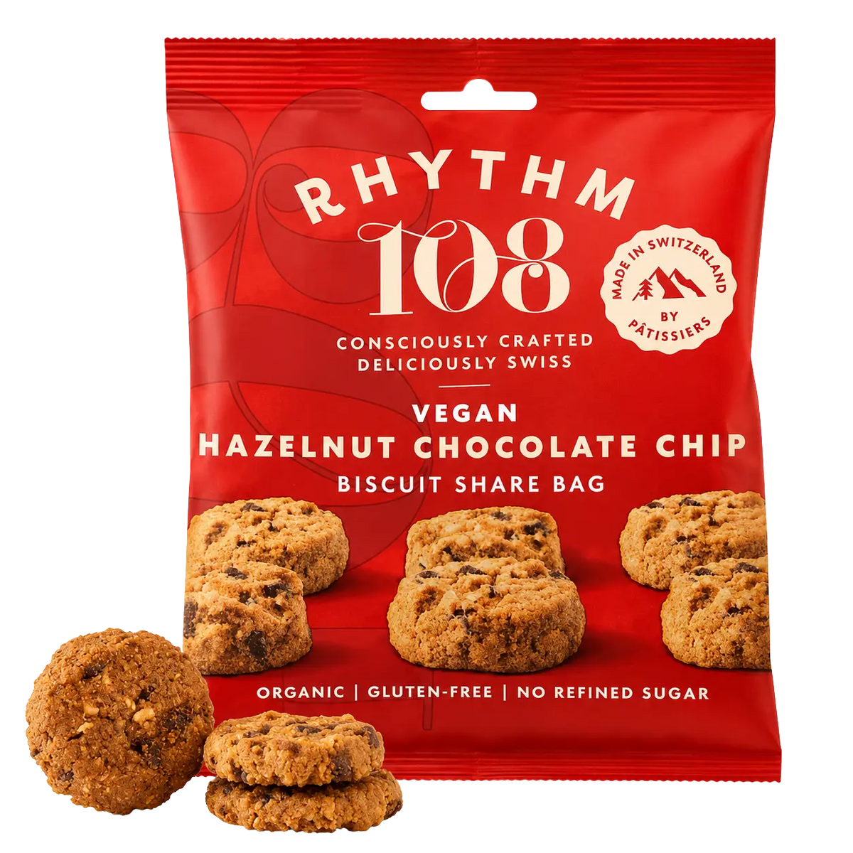 Rhythm 108 Hazelnut Chocolate Chip Biscuits 135g