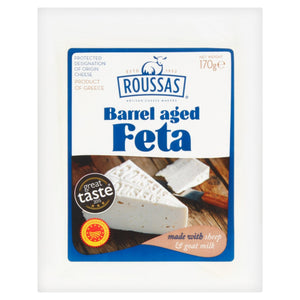 Roussas Barrel Aged Feta PDO 170g vegetarian gluten free Greek cheese