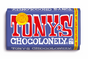 Front pack of Tony's Chocolonely 42% Dark Milk Pretzel Toffee Bar 90g
