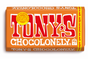 Front pack of Tony's Chocolonely Milk Caramel Sea Salt Chocolate Bar 90g