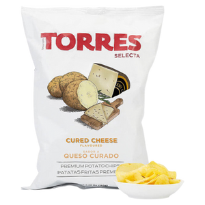 Torres Cured Cheese Potato Crisps 150g premium Spanish gourmet crisps with cured cheese flavour available at The Velvet Corner