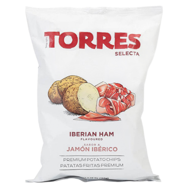 Torres Jamón Ibérico Crisps 150g premium Spanish gourmet potato crisps available at The Velvet Corner