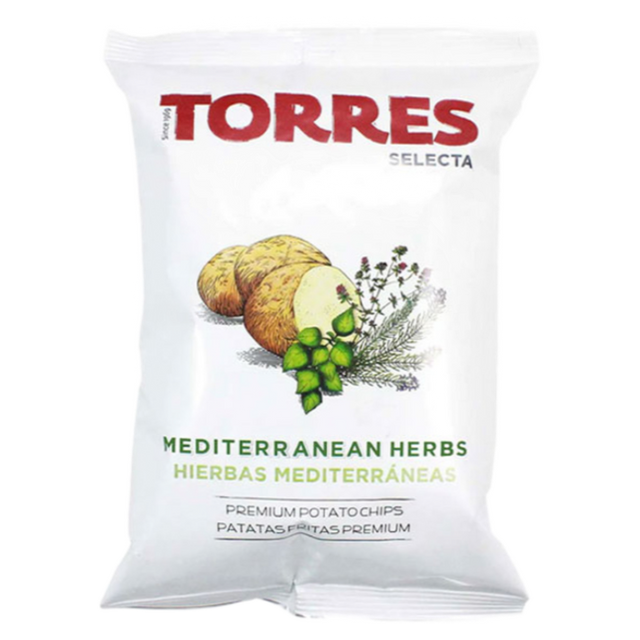 Torres Mediterranean Herbs Potato Chips 150g premium Spanish gourmet crisps with rosemary thyme and oregano available at The Velvet Corner