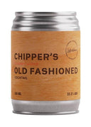 A 100 ml aluminum can of Chipper's Old Fashioned Cocktail, featuring a warm cherry wood grain label with black text and a silver metal top and bottom.