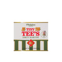 Whitebox Cocktails Tiny Tee's Dirty Martini cocktail mix packaging box, featuring a white background with green and white striped bands, red and yellow text, and a small illustration of a can.