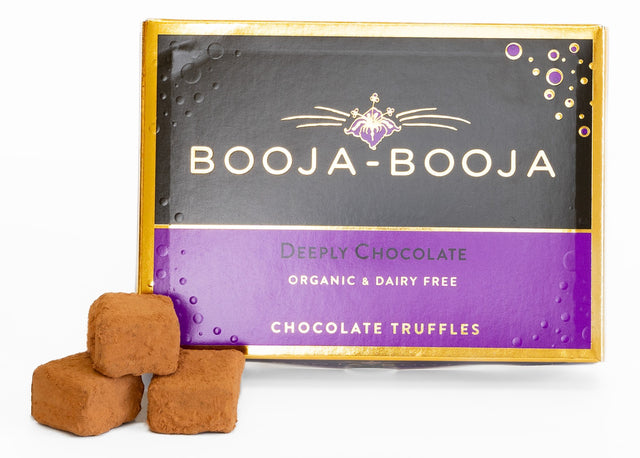 Front pack of Booja-Booja Deeply Chocolate Truffles 8 Pack 92g