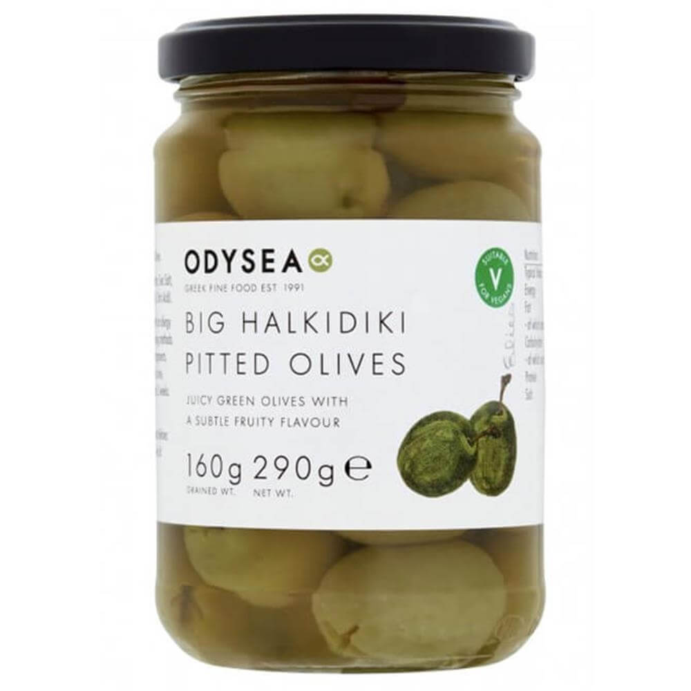 Odysea Greek Big Halkidiki Pitted Olives 290g Mediterranean deli product available at The Velvet Corner
