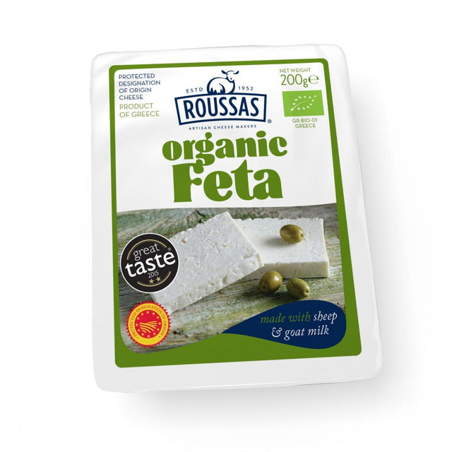 Roussas Organic Feta PDO 200g authentic Greek organic cheese